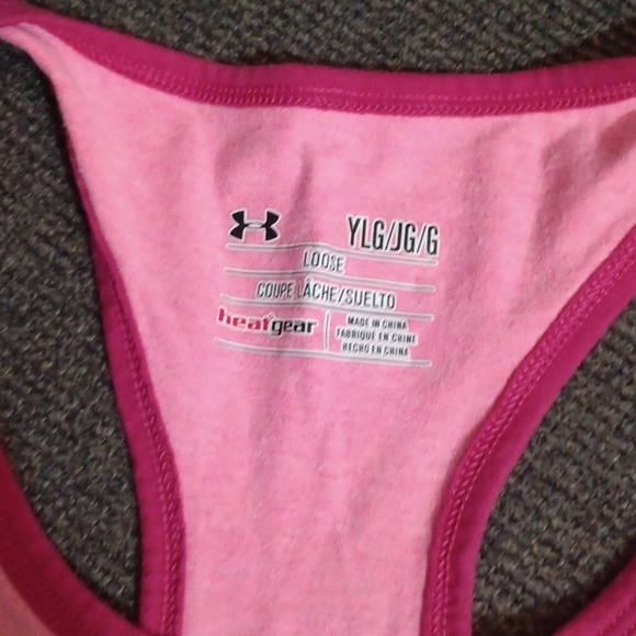 🤠Under Armour Pink Heatgear Loose Tank Top Size YLG - Picture 3 of 5